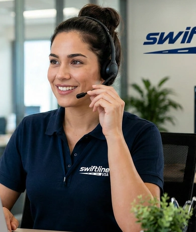 Swiftline contact and courier support workflow visual